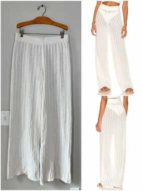 Tularosa Maeve Knit Cover Up Wide Leg Pants in Ivory Resort Wear Festival Boho